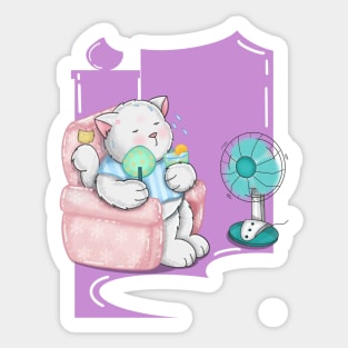 A cute cat hit by heatwave Sticker